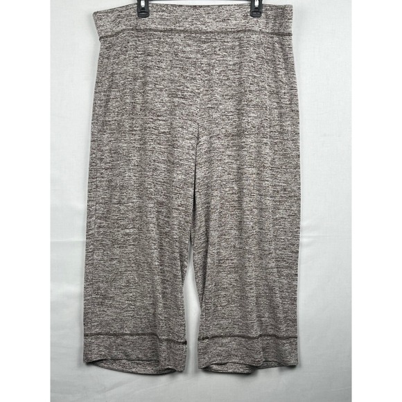 Logo Lori Goldstein Pants - LOGO Lori Goldstein Crop Pants Brown Marl Space Dye Knit Plus Size 1X Wide Leg